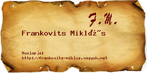 Frankovits Miklós névjegykártya