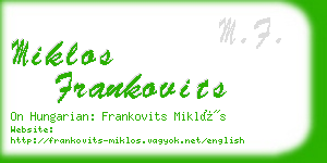 miklos frankovits business card